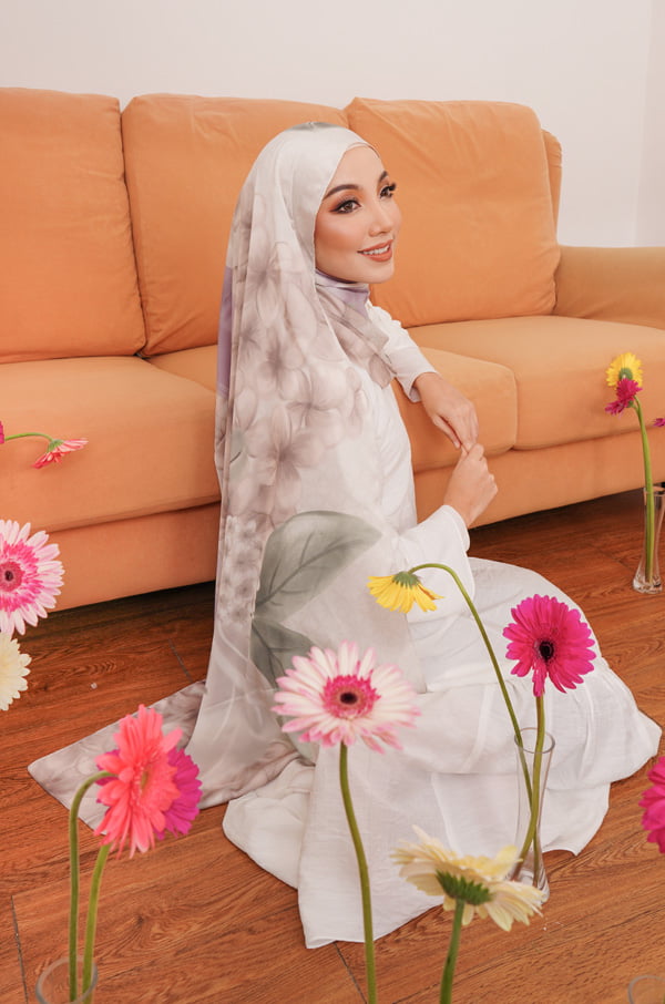 GEISHA PRINTED SHAWL (LIGHT PURPLE)
