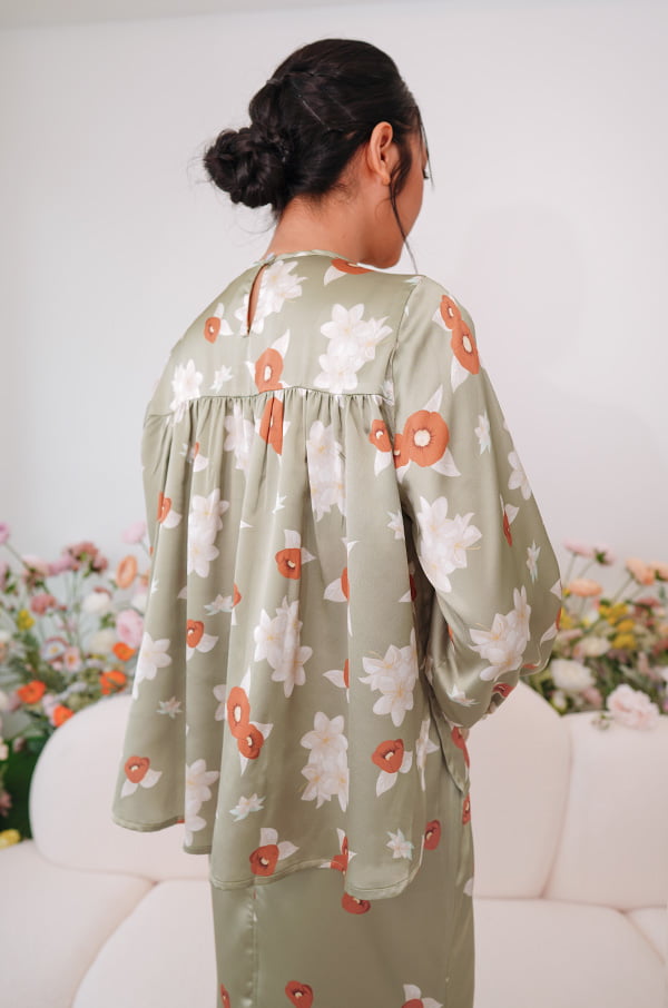 4807 ROSEANNE FLORAL KURUNG (OLIVE GREEN)