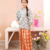 LITTLE KIEARA : KARA PRINTED KURUNG KIDS (BLUE ORANGE)