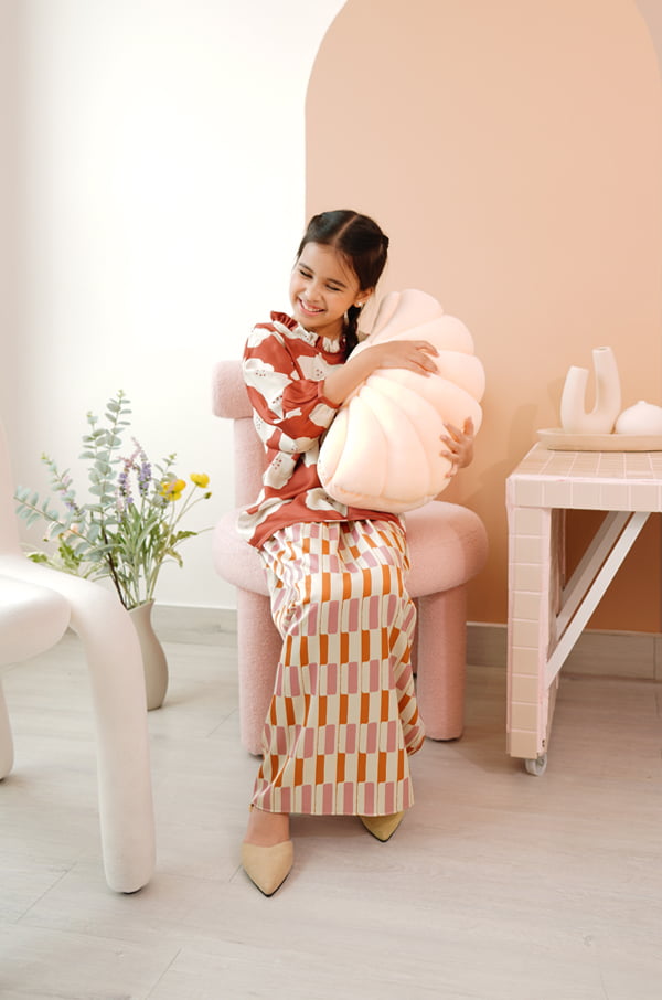 LITTLE KIEARA : NARI PRINTED KURUNG KIDS (TERRACOTTA)