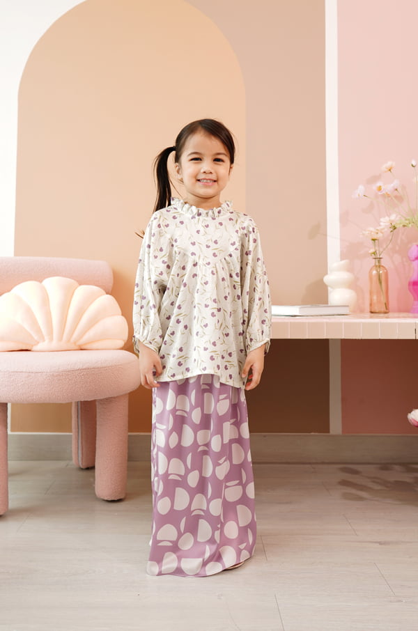 LITTLE KIEARA : LUCY PRINTED KURUNG KIDS (PERIWINKLE)
