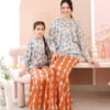 LITTLE KIEARA : KARA PRINTED KURUNG KIDS (BLUE ORANGE)