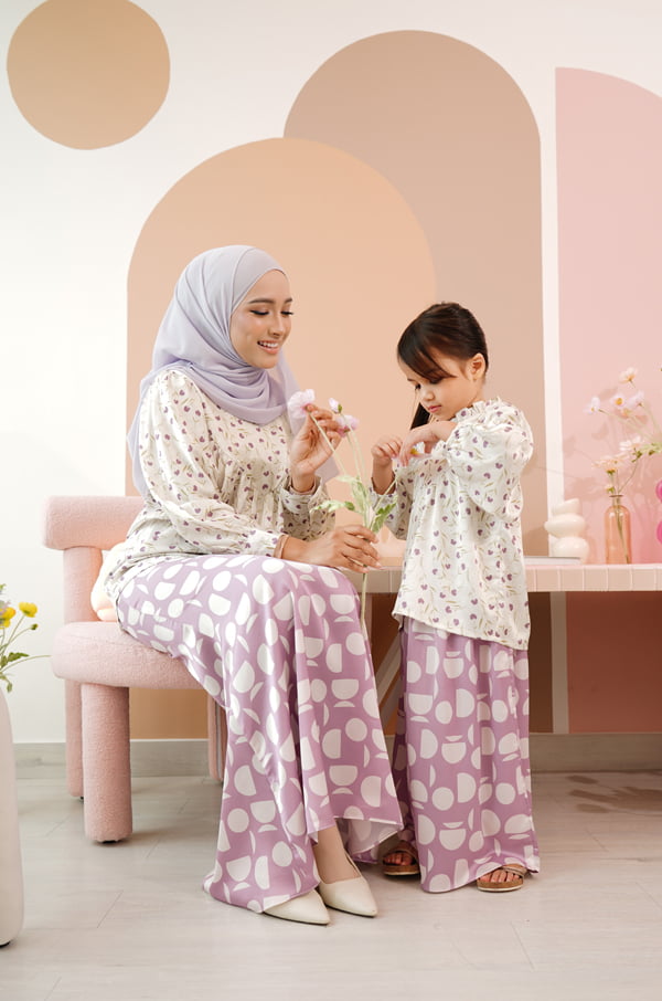 LITTLE KIEARA : LUCY PRINTED KURUNG KIDS (PERIWINKLE)