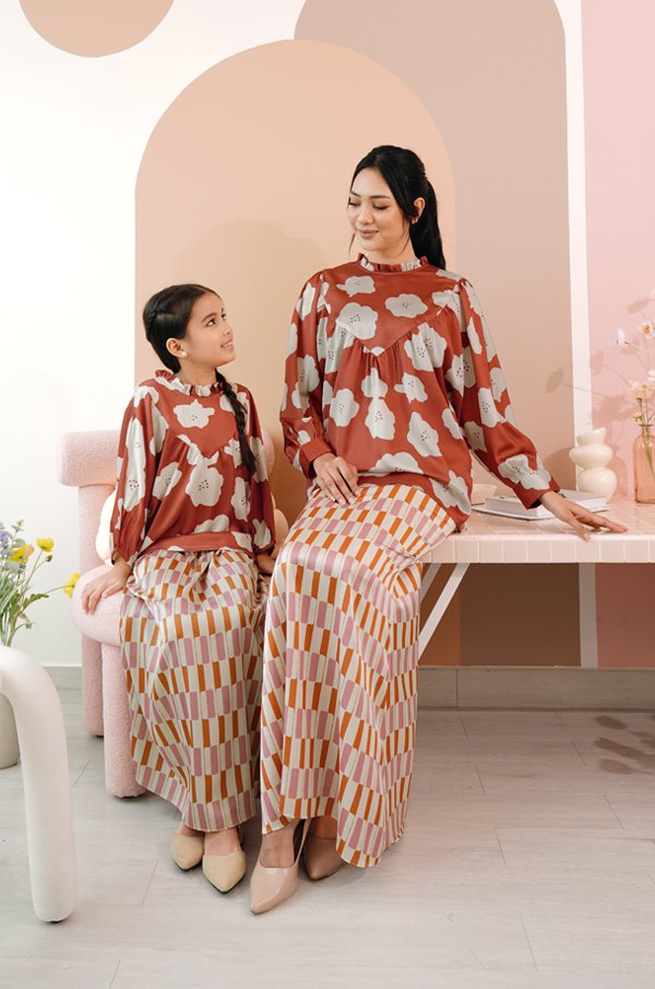 LITTLE KIEARA : NARI PRINTED KURUNG KIDS (TERRACOTTA)