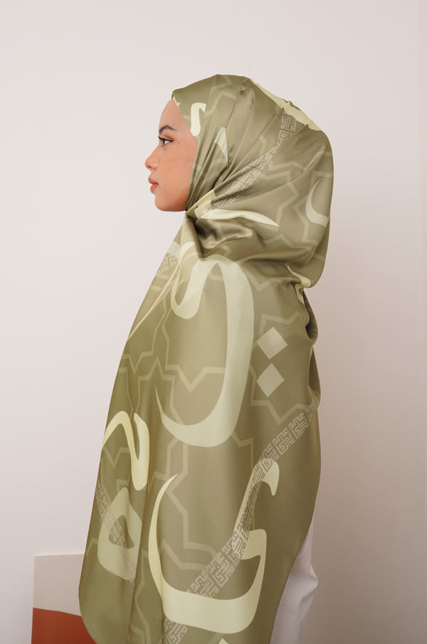 LIGHT OLIVE 3 HULWAH PRINTED SHAWL (LIGHT OLIVE)