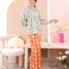 KIEARA : KARA PRINTED KURUNG MOM (BLUE ORANGE)