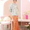 KIEARA : KARA PRINTED KURUNG MOM (BLUE ORANGE)