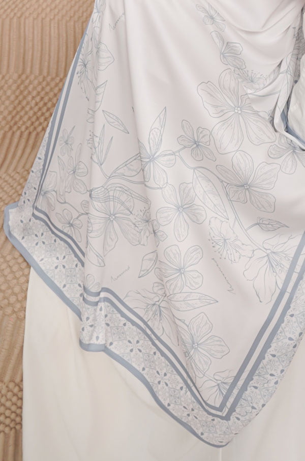 NEELA FLOWER PRINTED SHAWL (CRY BABY BLUE)