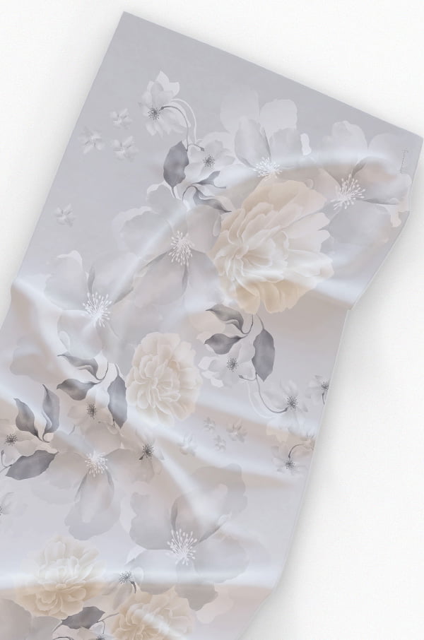 AZALEA PRINTED SHAWL (SILVER GREY)