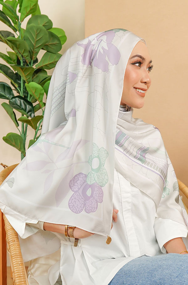 SKYSCRAPERS PRINTED SHAWL [PURPLISH GREY]