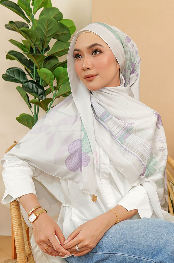 SKYSCRAPERS PRINTED SHAWL [PURPLISH GREY]