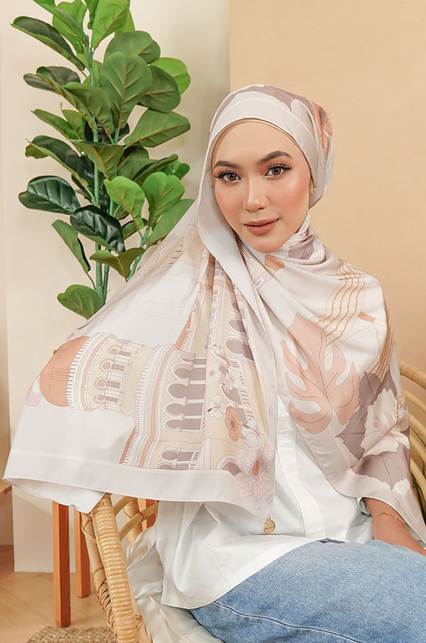 SKYSCRAPERS PRINTED SHAWL [DUSTY CORAL]