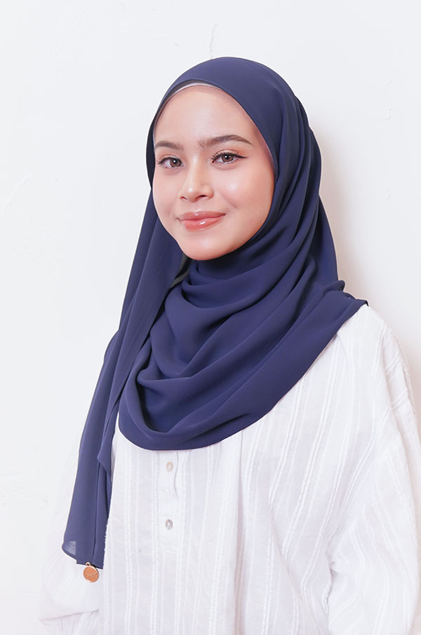 LIANA BASIC PLAIN SHAWL  [NAVY BLUE]