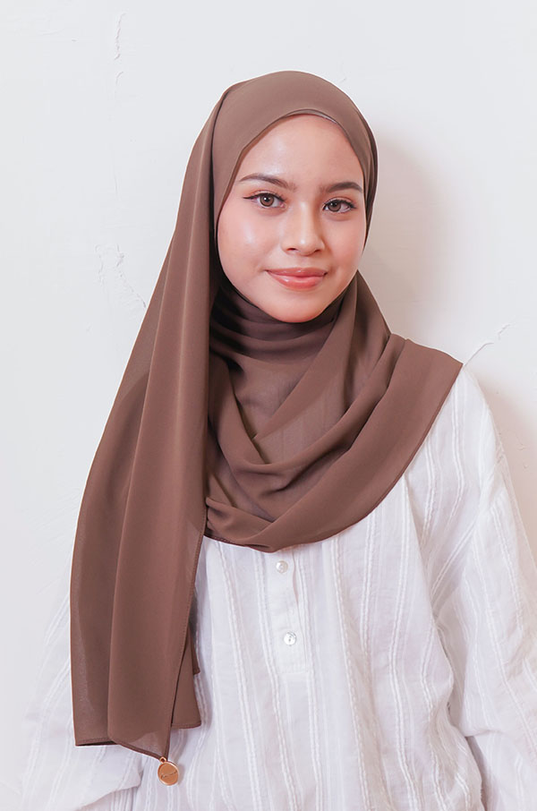 LIANA BASIC PLAIN SHAWL [DARK WALNUT]