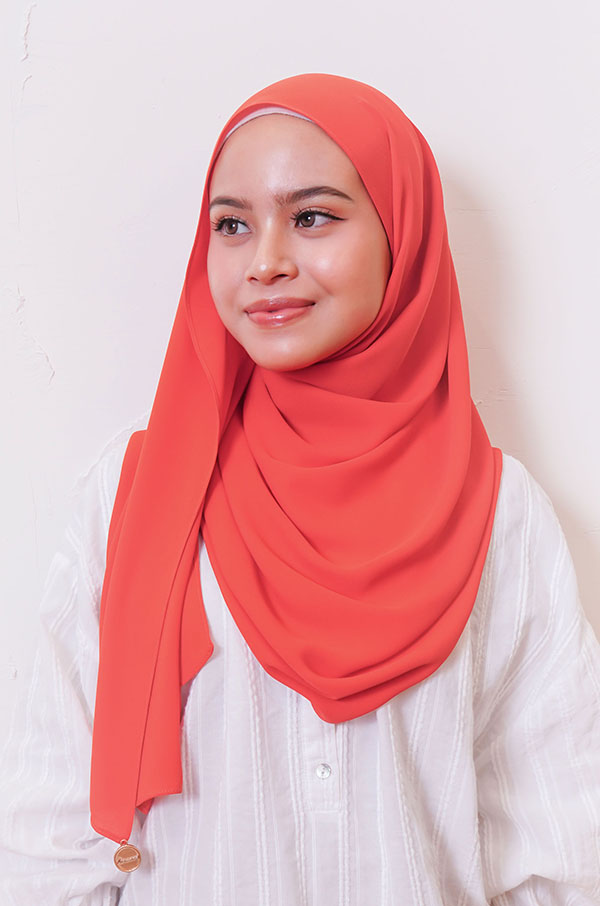 LIANA BASIC PLAIN SHAWL [RED ORANGE]