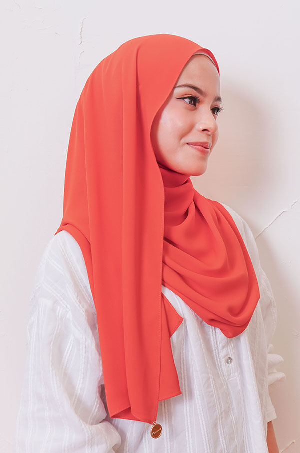 LIANA BASIC PLAIN SHAWL [RED ORANGE]