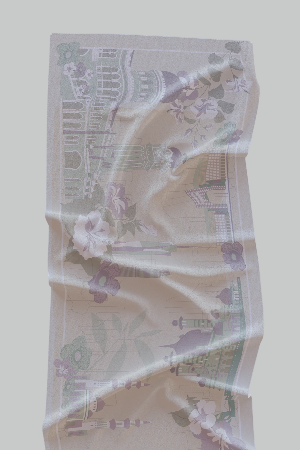 SKYSCRAPERS PRINTED SHAWL [PURPLISH GREY]