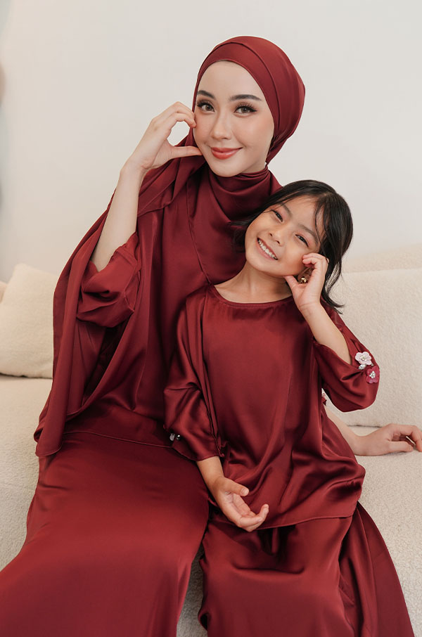 5159 LITTE NATALIE KIDS SET (MAROONRED)