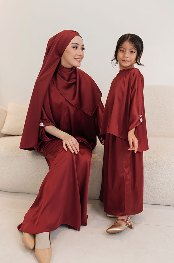 5174 LITTE NATALIE KIDS SET (MAROONRED)