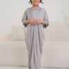 LITTLE ADELYNN LONG CAFTAN SET- SILVER GREY