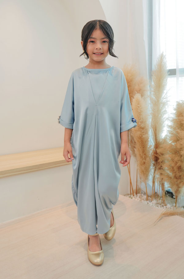 LITTLE ADELYNN LONG CAFTAN SET- DELICATED BLUE