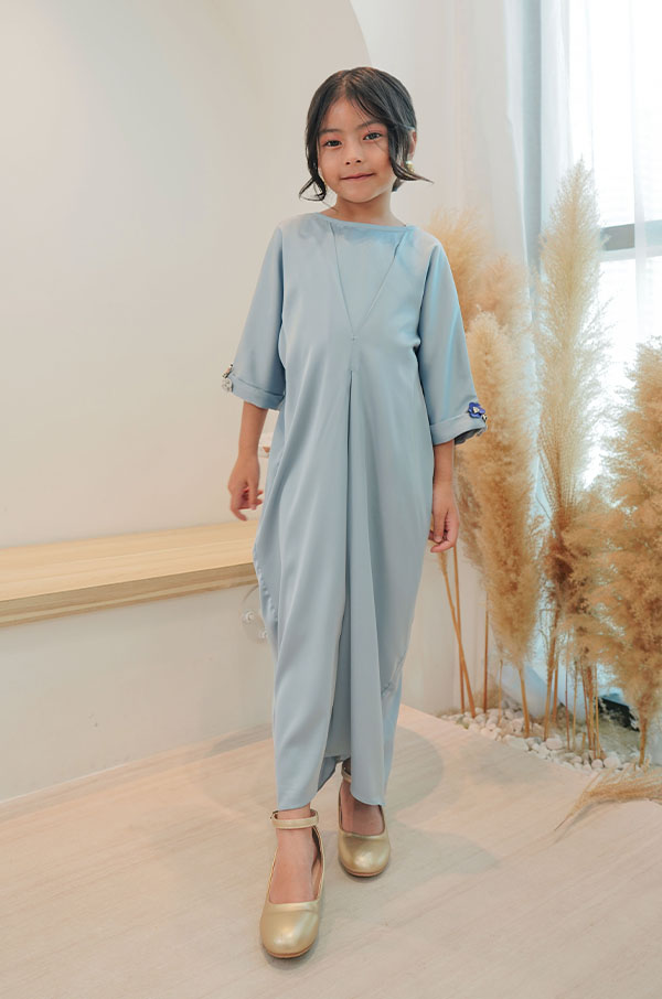 5889 LITTLE ADELYNN LONG CAFTAN SET- DELICATED BLUE