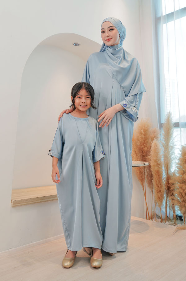 6089 LITTLE ADELYNN LONG CAFTAN SET- DELICATED BLUE