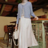 SAORI RIBBON CARDIGAN - PIGEON BLUE