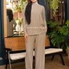 CREAMMY BLACK01 ALYNA PLEATED PANTS - CREAMY BLACK